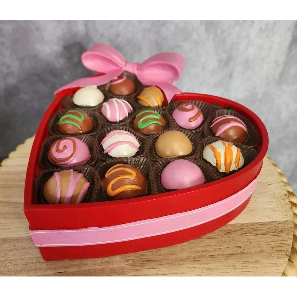 Sweet Treats Valentines Heart Box of Chocolates Tabletop Resin Decoration 8